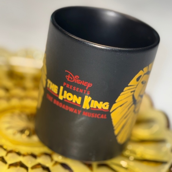Vtg Disney The Lion King Matte Black Ceramic Coffee Mug The Broadway Musical - Picture 2 of 3